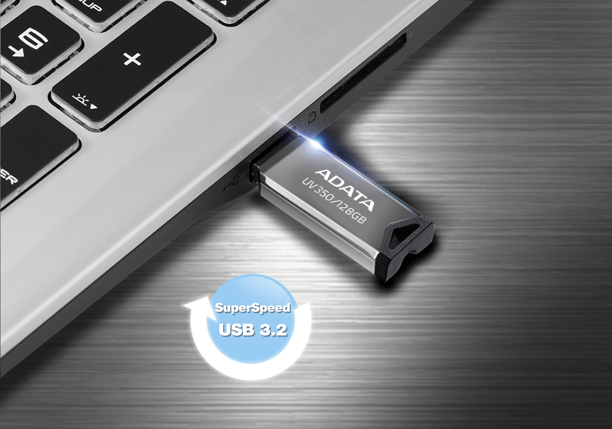 ADATA 64GB UV350 USB 3.2 Gen 1 Flash Drive (AUV350-64G-RBK 